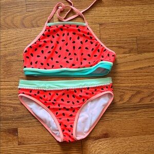 Kids Watermelon Print Swim Tankini Set